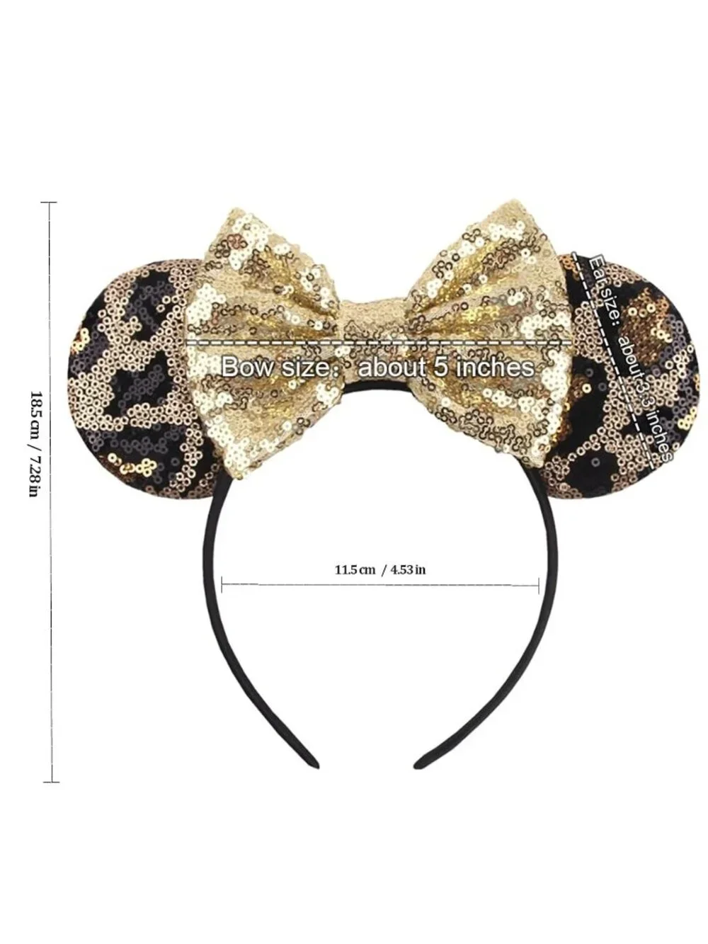 Women Leopard/Gold Shiny Bow Mickey Mouse Hair Headband For Cosplay
